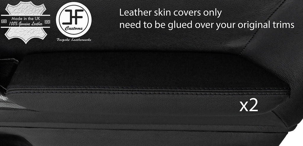 BLACK STITCH 2X FRONT DOOR ARMREST LEATHER COVER FITS NISSAN GT-R GTR R35 09-17