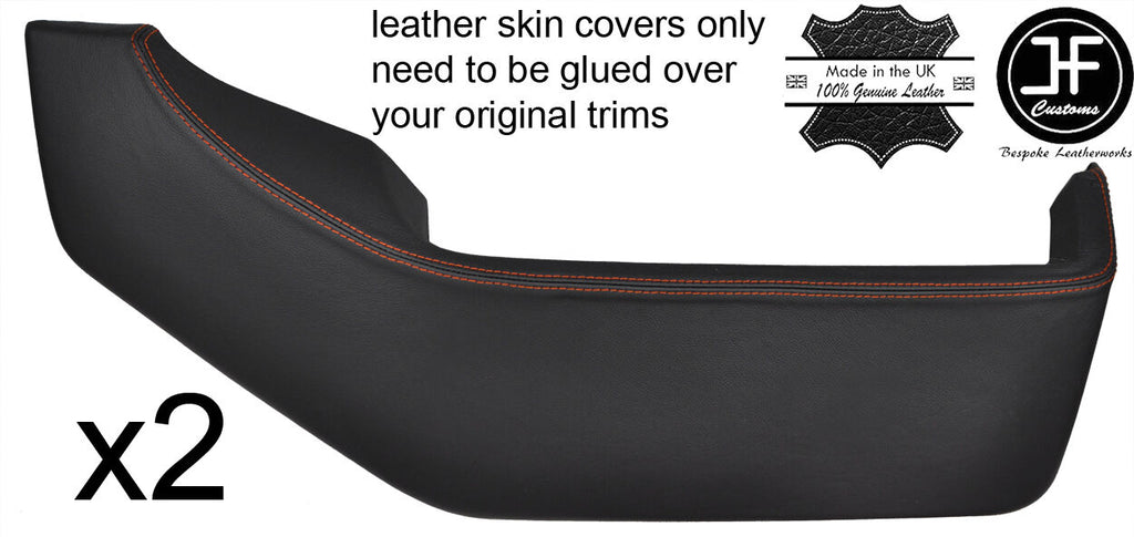 ORANGE STITCHING 2X DOOR POCKETS LEATHER COVERS FITS VW T4 TRANSPORTER CARAVELLE