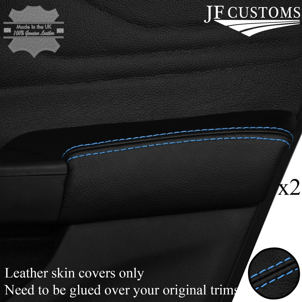 FOR FORD FOCUS MK4 18-20 LIGHT BLUE STITCH LEATHER 2X REAR DOOR ARMREST COVER