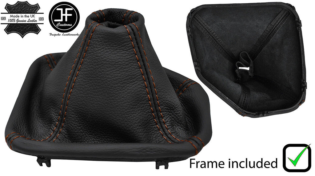 BROWN STITCH REAL LEATHER GEAR GAITER+PLASTIC FRAME FITS BMW 5 SERIES E39 95-03