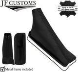 BLACK STITCH TOP GRAIN LEATHER HANDBRAKE + METAL FRAME FITS INFINITI I30 95-99