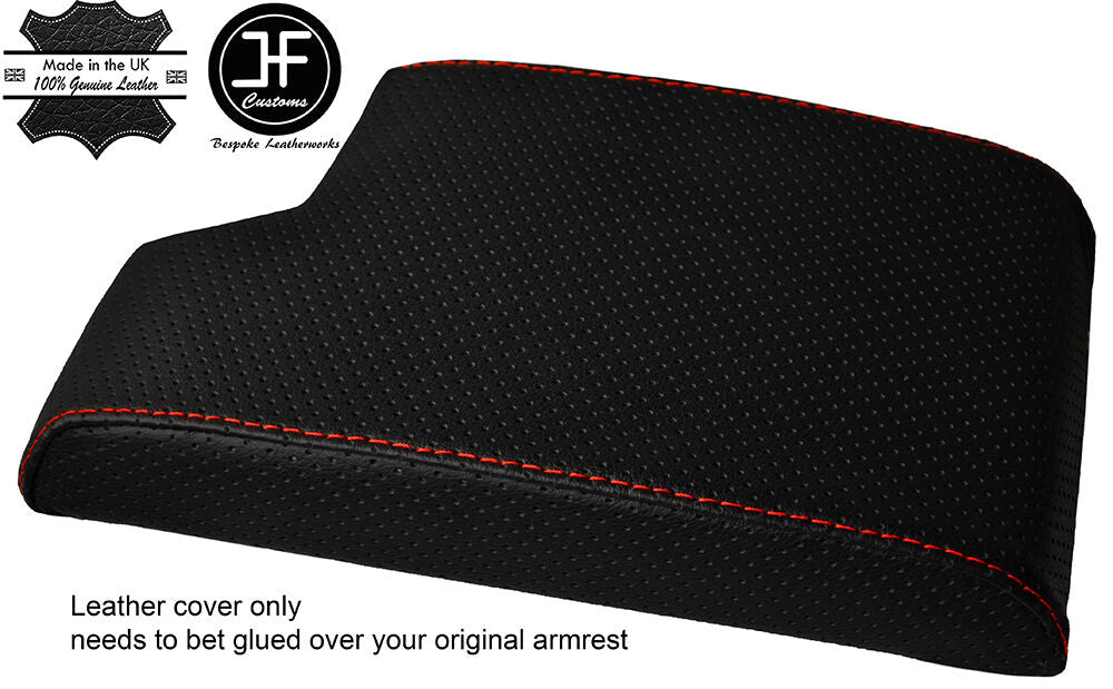 RED STITCH ARMREST COVER PERFORATED LEATHER FOR BMW 3 SERIES E90 E91 E92 E93