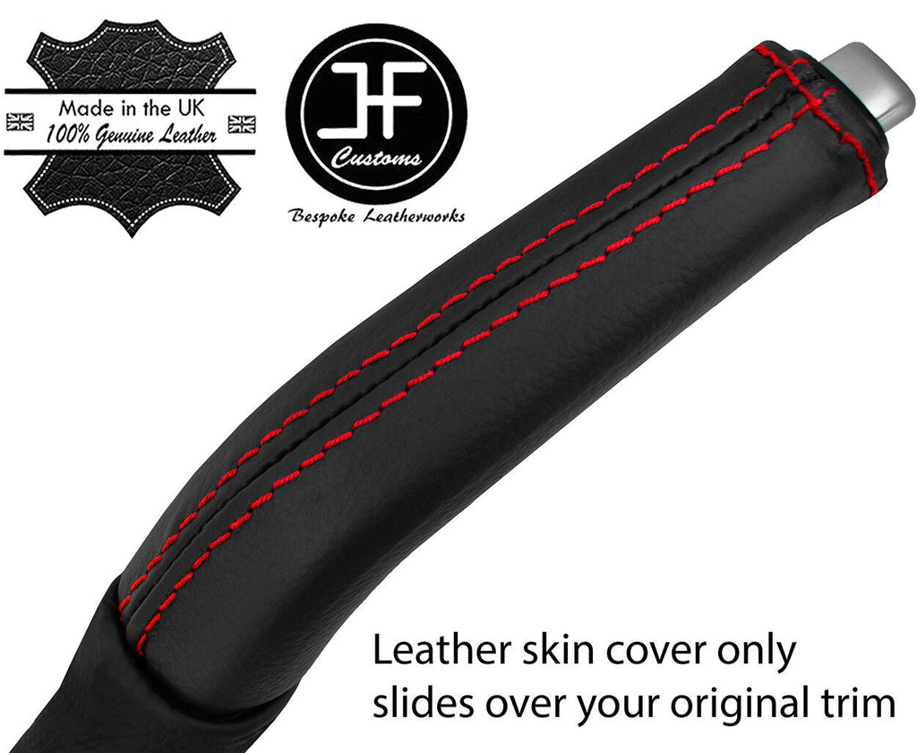 RED STITCH REAL LEATHER HANDBRAKE HANDLE COVER FITS VOLVO V40 2012-2018