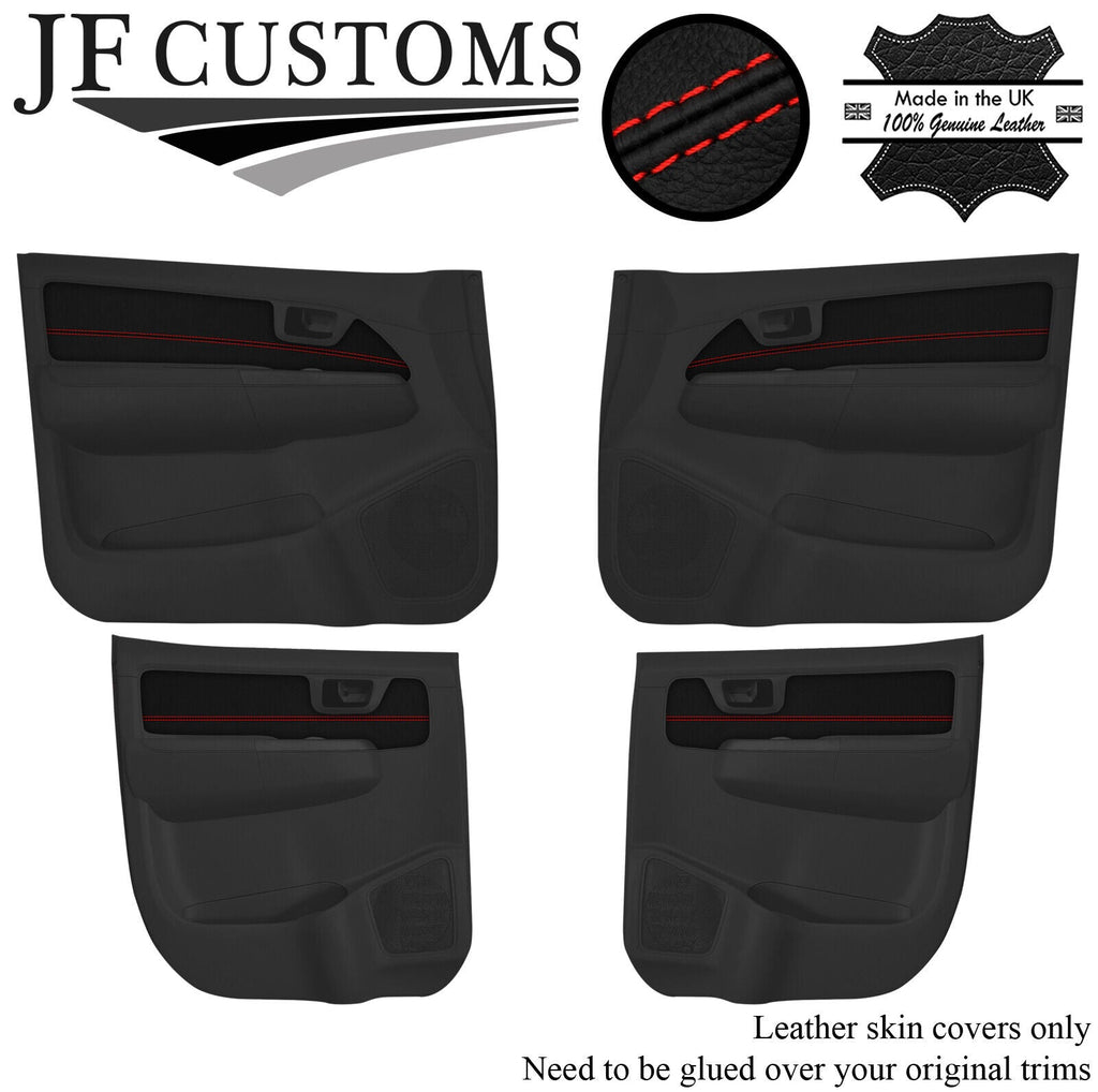 RED STITCH LEATHER 4X FRONT REAR DOOR TRIM COVERS FOR TOYOTA HILUX 05-15 STYLE2