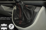 RED STITCHING MANUAL LEATHER GEAR GAITER FITS VW T6 TRANSPORTER 2016-2017+