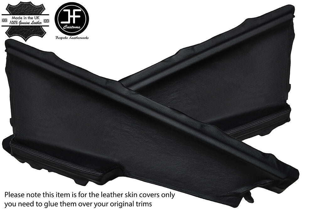 BLACK STITCH 2X FRONT DOOR CARD TRIM LTHR COVER FITS MITSUBISHI CJ LANCER 08-12