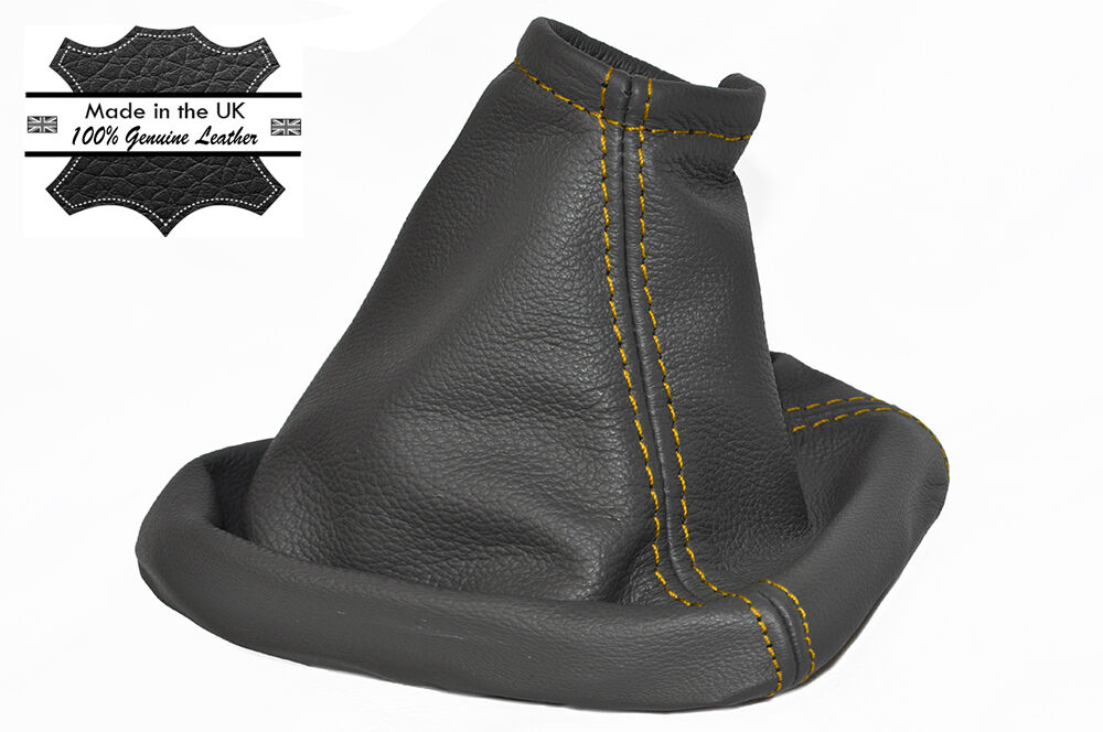 YELLOW STITCH FITS MERCEDES SPRINTER VAN DARK GREY GEAR GAITER GENUINE LEATHER