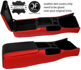 BLACK & RED CENTRE CONSOLE & ARMREST LEATHER COVERS FITS NISSAN S14 1994-98