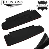 RED STITCH TOP-GRAIN LEATHER 2X SUN VISOR COVERS FITS VOLVO V70 MK1 1996-2000