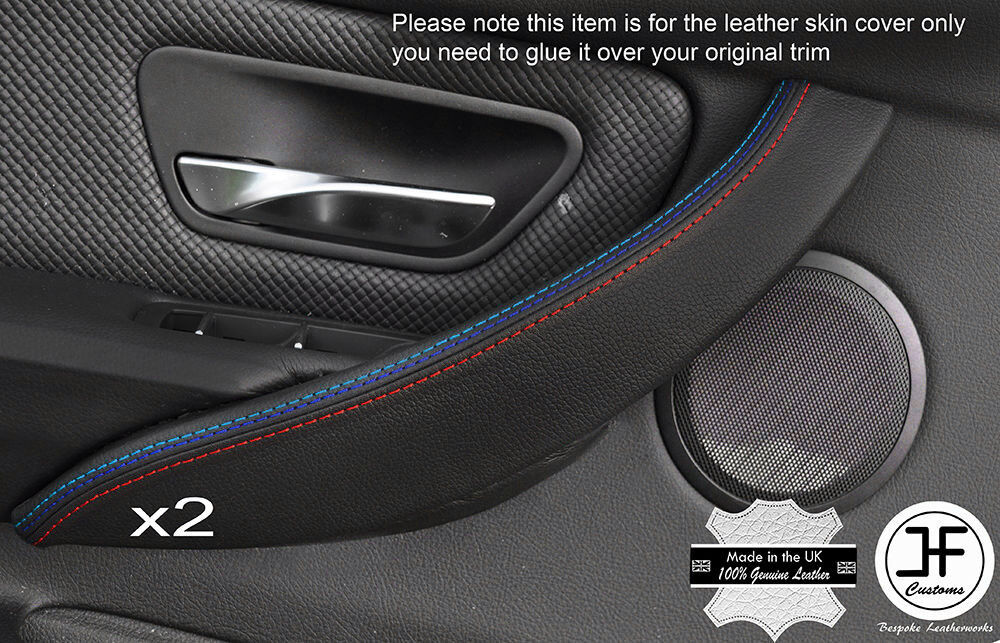 2X REAR DOOR HANDLE TRIM LEATHER COVERS FITS BMW F34 GT 2012-2017 TRI STITCHING