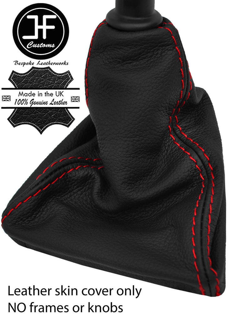 RED STITCHING TOP GRAIN REAL LEATHER GEAR GAITER FITS PEUGEOT 807 2002-2010