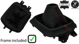 RED STITCH LEATHER MANUAL GEAR GAITER +PLASTIC FRAME FOR MAZDA CX5 CX-5 12-16