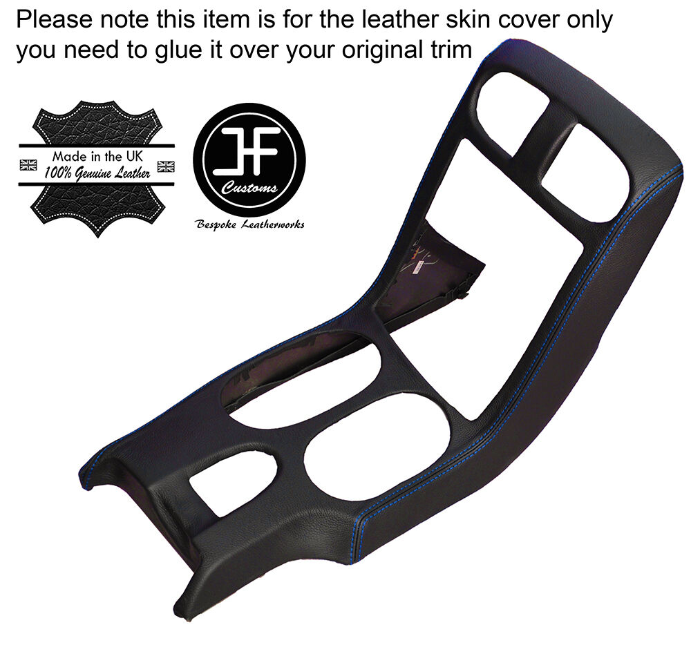 BLUE STITCH CONSOLE SHIFT BEZEL SURROUND LEATHER COVER FITS CORVETTE C6 05-13