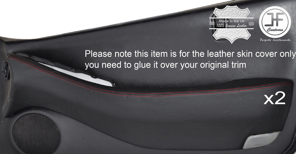 RED STITCH 2X FRONT DOOR CARD TRIM LEATHER COVERS FITS SUBARU SVX 1992-1997