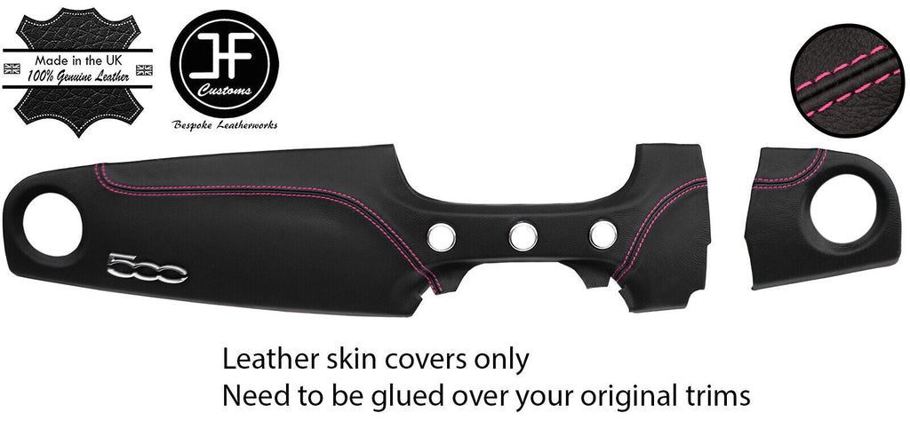 PINK STITCH 2 PIECE DASH KIT LEATHER COVER FOR FIAT 500 & ABARTH 07-16 STYLE 2