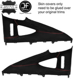 RED STITCH 2X REAR D PILLAR WINDOW TRIM SUEDE COVERS FOR TESLA MODEL X 16-19