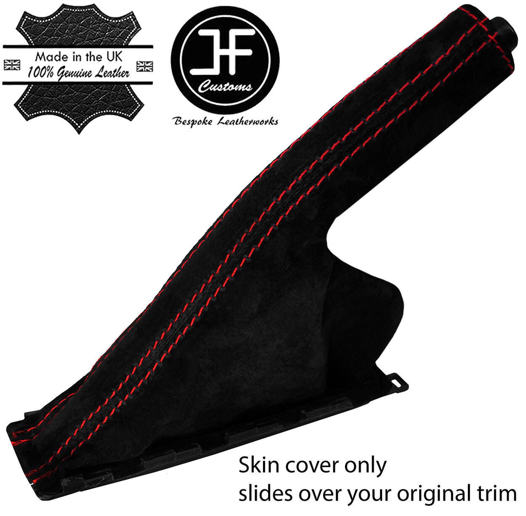 RED  STITCHING REAL SUEDE HANDBRAKE GAITER FITS SAAB 95 9-5 1997-2010 CUSTOM NEW