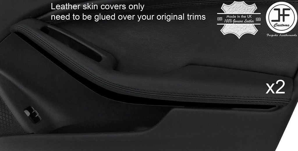 BLACK STITCH 2X FRONT DOOR HANDLE ARMREST LEATHER COVERS FOR MERCEDES GLA 14-18