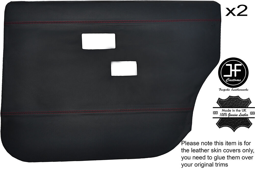 RED STICH 2X REAR DOOR CARD LEATHER COVERS FITS VOLVO 144 145 244 245 264 265