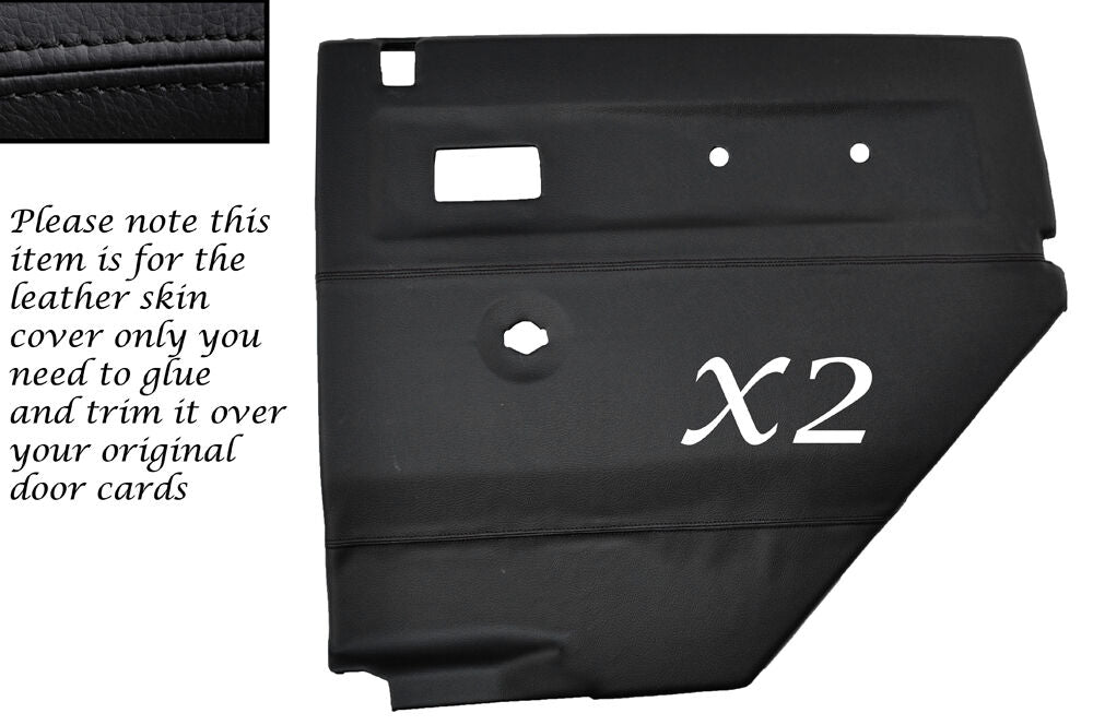 BLACK STITCH 2X REAR DOOR CARDS LEATHER COVERS FITS LAND ROVER DEFENDER  110