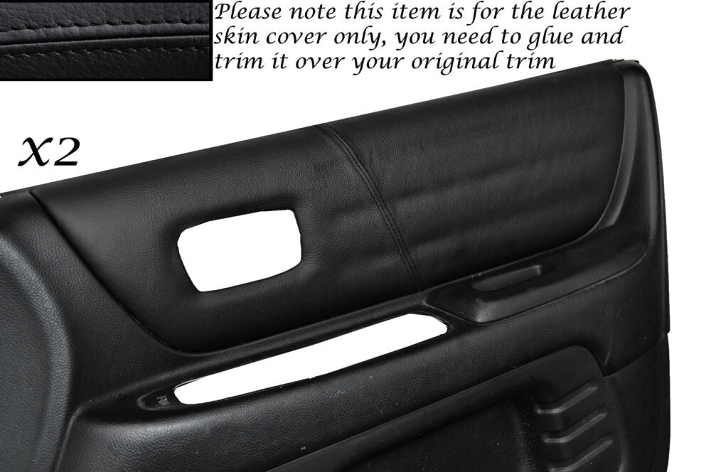 BLACK STITCH 2X FRONT DOOR CARD TRIM SKIN COVERS FITS LEXUS IS200 98-05