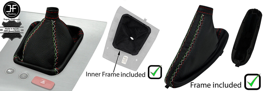 RED STITCH ITALIAN CROSS LEATHR GAITER SET+PLASTIC FRAME FOR ALFA ROMEO BRERA