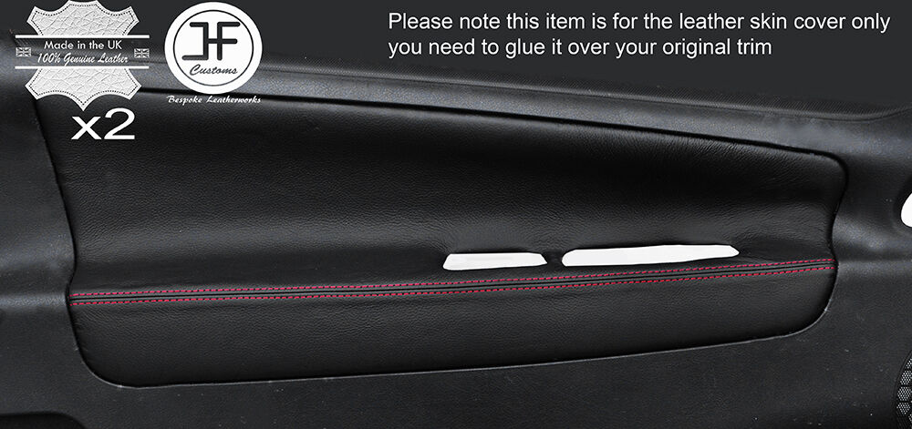 RED STITCH 2X FRONT DOOR CARD LEATHER COVERS FITS PEUGEOT 207 07-13 3 DOOR