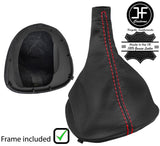 RED STITCH LEATHER GEAR GAITER+PLASTIC FRAME FITS NISSAN PRIMASTAR 2001-2014