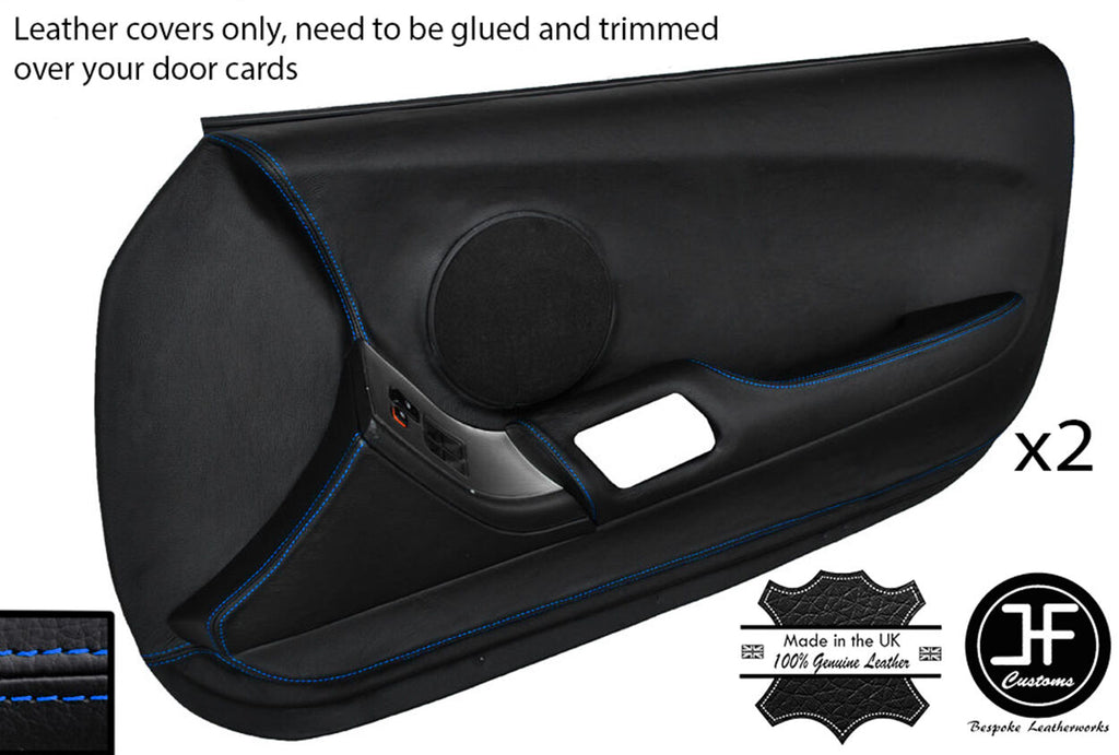BLUE STITCH 2X FULL DOOR CARD LEATHER COVER FOR TOYOTA SUPRA MK4 93-02 STYLE 2