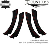 RED STITCH PERFORATED LEATHER 4X FRONT REAR DOOR HANDLE COVERS FOR BMW E90 E91