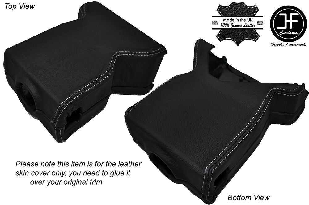 WHITE STITCH STEERING SHROUD LEATHER SKIN COVER FITS LAND ROVER DEFENDER 07-15