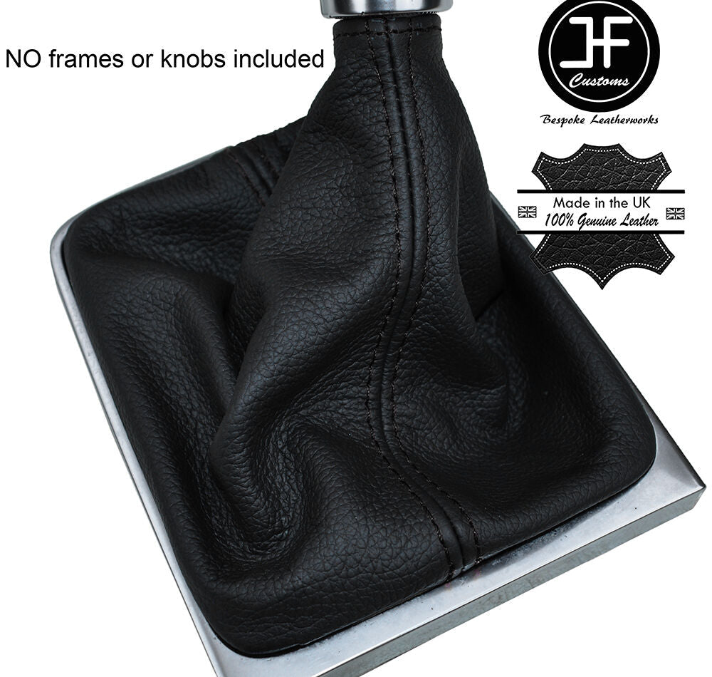 BLACK STITCHING MANUAL LEATHER GEAR GAITER FITS VW PASSAT B7 2011-2014
