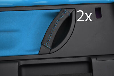 blue stitching FITS VW BEETLE 98-11 BLACK LEATHER 2X DOOR HANDLE COVERS ONLY
