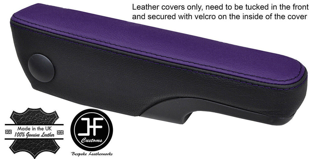 BLACK & PURPLE LEATHER 1X DRIVER SEAT ARMREST COVERS FITS FORD TRANSIT MK7 06-13