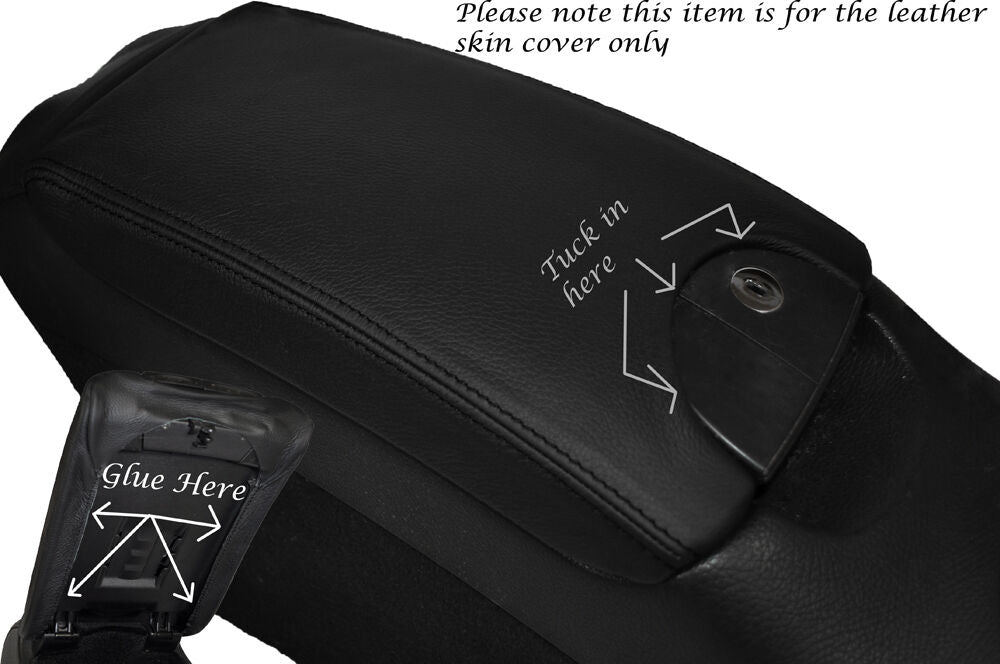 BLACK STITCH ARMREST LID LEATHER SKIN COVER FITS MERCEDES CLK W209 C209 02-09