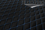 L BLUE DIAMOND STITCH QUILTED LEATHER PADDED PANEL LUXURY PREMIUM 125CM X 85CM