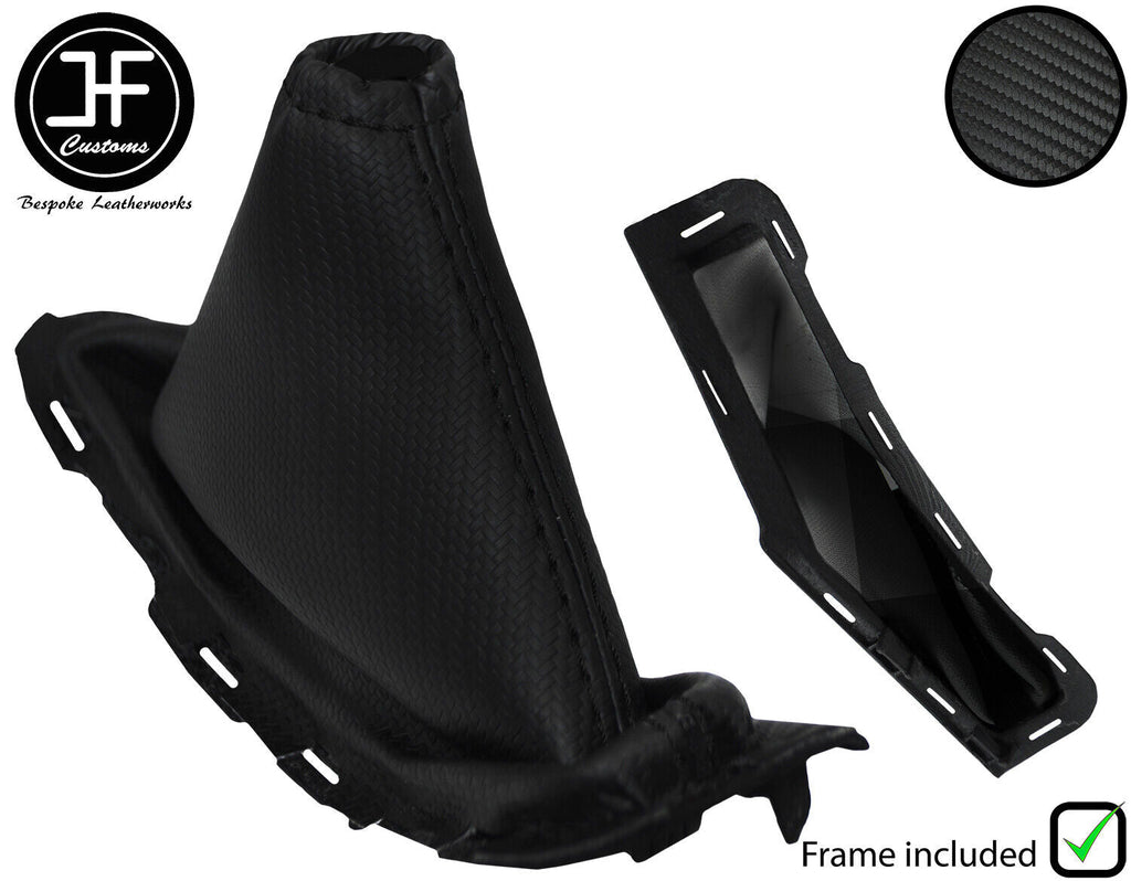 BLACK STITCH CARBON VINYL HANDBRAKE GAITER + FRAME FOR FORD FOCUS FL 2008-2011