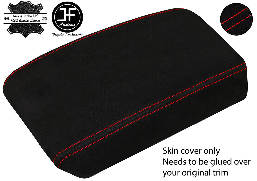 RED STITCHING ARMREST LID SUEDE COVER FITS NISSAN QASHQAI 2010-2014 CUSTOM NEW