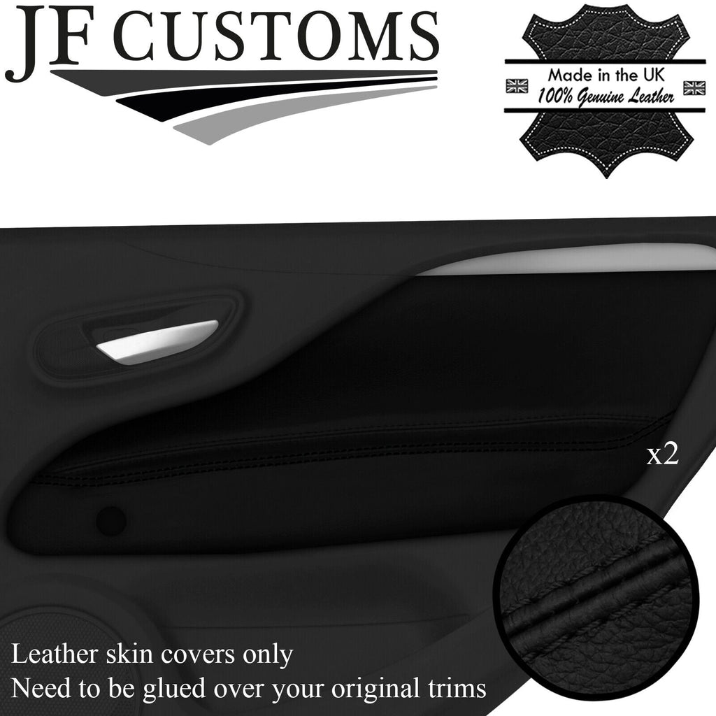 BLACK STITCH LTHR 2X REAR DOOR TRIM COVERS FOR FIAT PUNTO GRANDE EVO 5DR 09-15