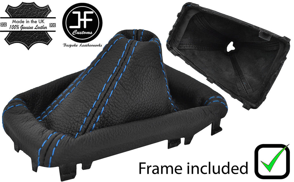 BLUE STITCHING LEATHER GEAR GAITER + PLASTIC FRAME FITS FORD FOCUS 2014-2018