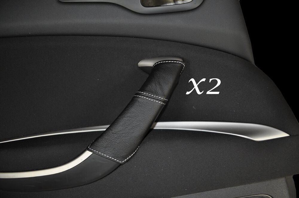 WHITE STITCH 2X FRONT DOOR HANDLE LEATHER SKIN COVERS FITS CITROEN C5 2008-2013