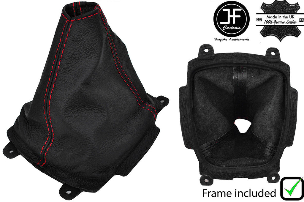 RED STITCH LEATHER MANUAL GEAR GAITER+PLASTIC FRAME FITS RENAULT KOLEOS 07-16