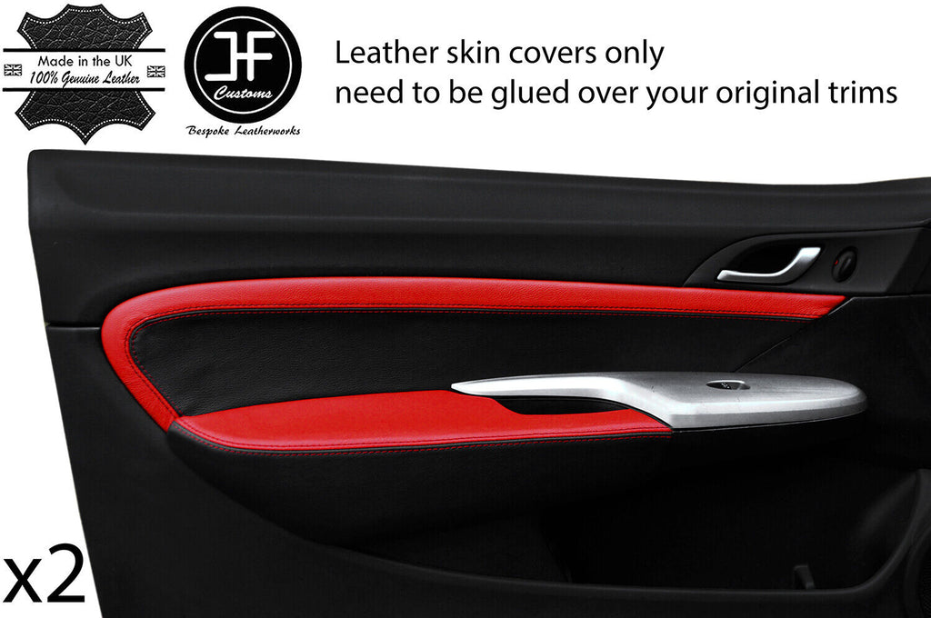 BLACK&RED 2X DOOR CARD&ARMREST TRIM LEATHR COVER FOR HONDA CIVIC TYPE R 06-12