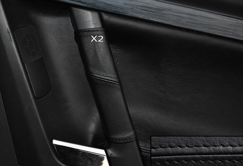 BLACK STITCH 2X REAR DOOR HANDLE SKIN COVERS FITS VAUXHALL OPEL VECTRA C SIGNUM