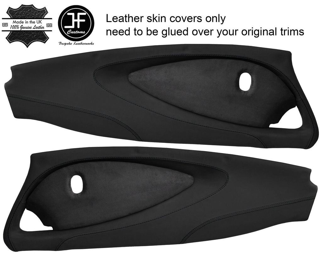BLACK STITCH 2X FULL DOOR CARD NAPPA & SUEDE COVERS FOR LOTUS ELISE S2 STYLE 2