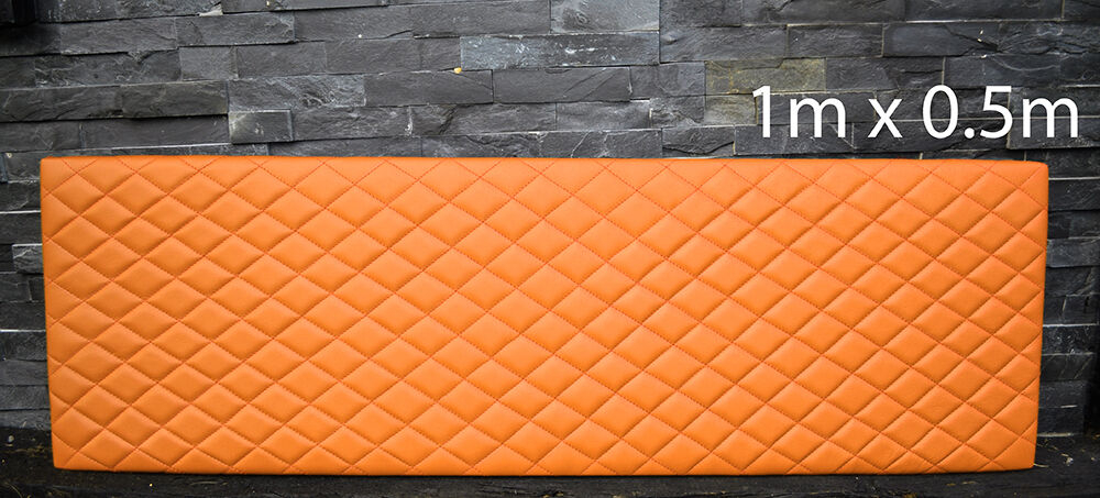 ORANGE LEATHER WITH PADDED DIAMOND STITCH 1Mx0.5M UPHOLSTERY FURNITURE AUTO