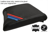 BLACK STITCH & TRI STRIPES SLIDING ARMREST REAL LEATHER COVER FITS BMW E39 96-03