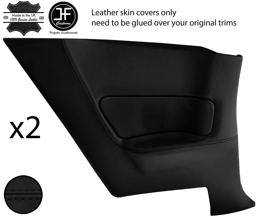 BLACK & BLACK 2X REAR DOOR CARD LEATHER COVER FITS NISSAN SKYLINE R34 98-02