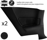 BLACK & BLACK 2X REAR DOOR CARD LEATHER COVER FITS NISSAN SKYLINE R34 98-02