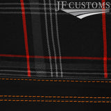 ORANGE STITCH LEATHER+RED TARTAN 2X DOOR CARD COVER FOR TRIUMPH TR8 78-81 JF2